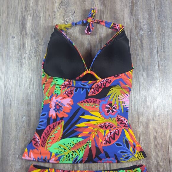Women's Bleu Rod Beattie Tropical Floral Halter Tankini Skirt & Cover Up Size 8 - Picture 10 of 16